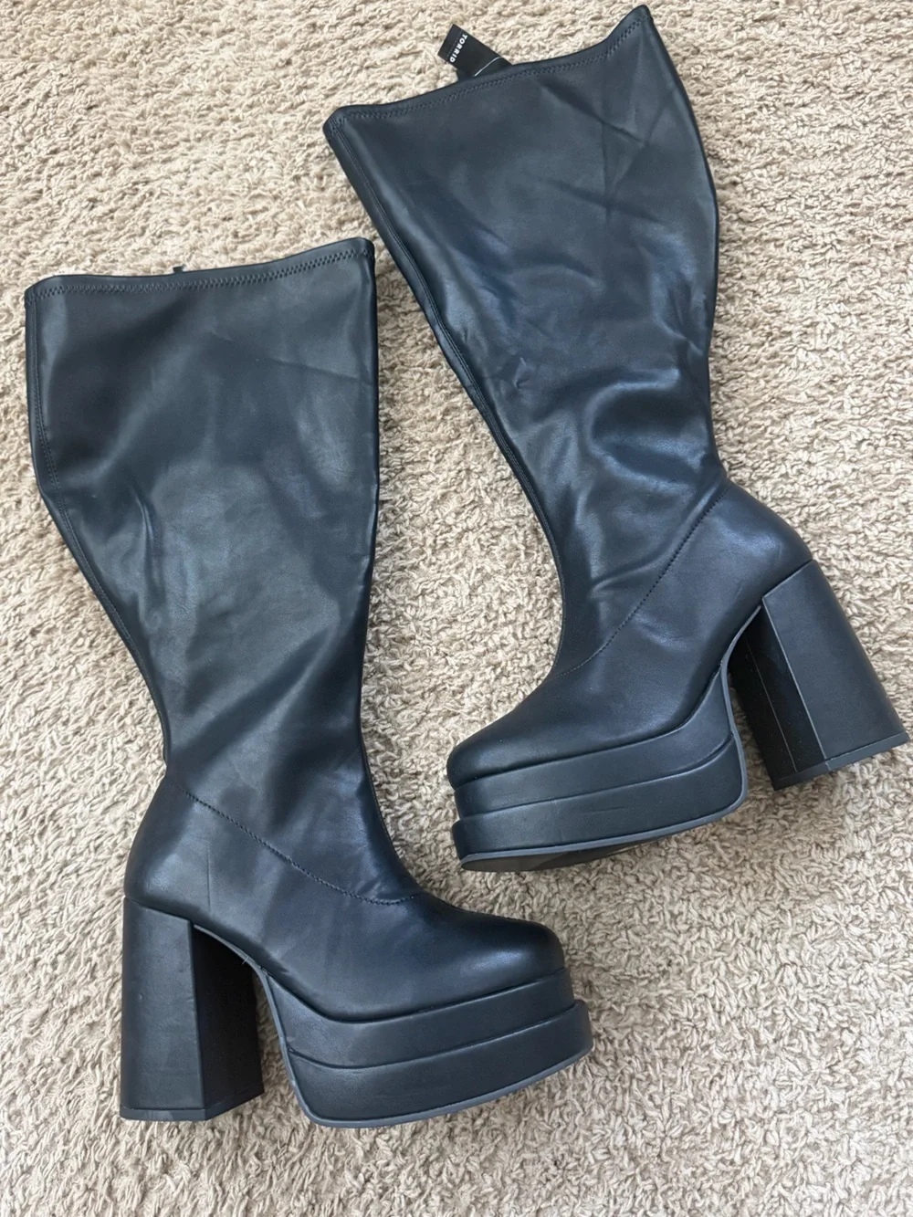 Torrid Black Platform Knee High Block Heel Boots